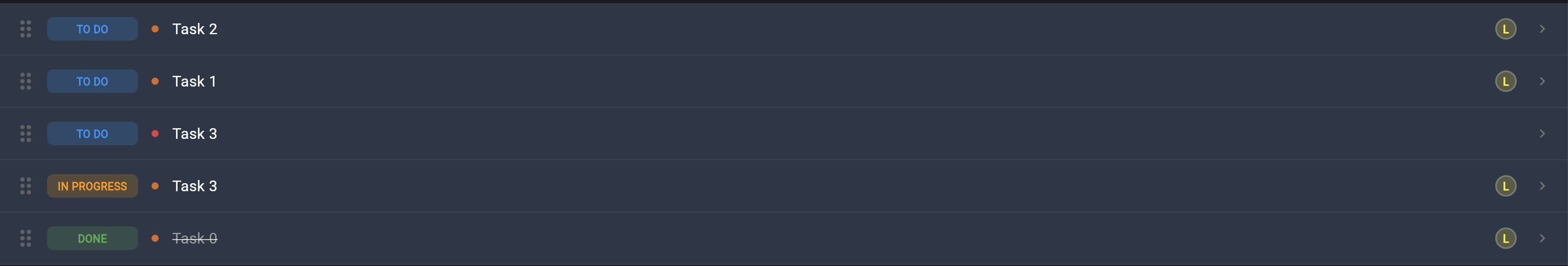 Smart Todo list view with status badges, priority indicators and task rows for quick scanning